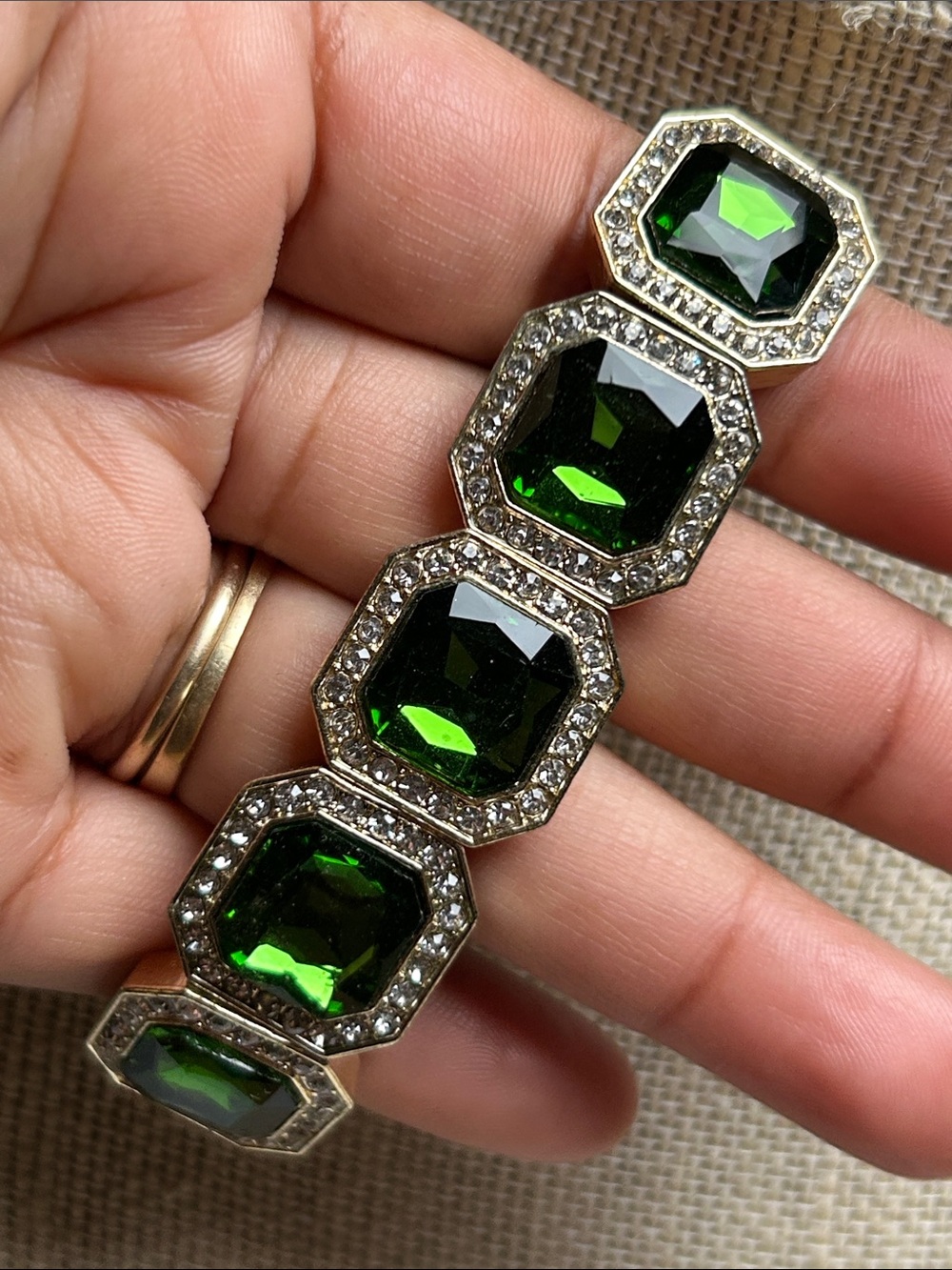 Green Crystal Statement Bracelet - Women Jewelry